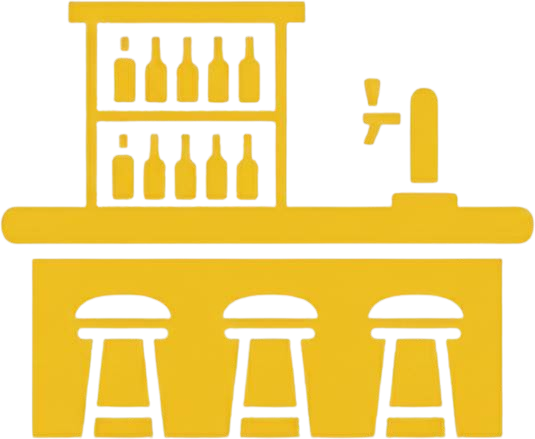 Ergonomic workplace behind the bar with the correct tap and rinsing layout