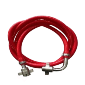 CO₂ hogedruk slangen – Gewapend 8 × 14 mm | 1 x 3/8” Flare en Flare haaks 90º beide Vleugelmoer
