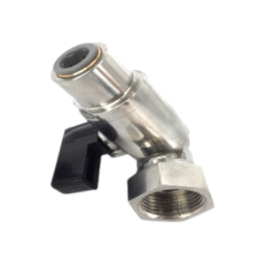 Perle RVS Haakse Bierafsluitkraan – 5/8” Flare Female → John Guest 3/8” (9,5 mm)