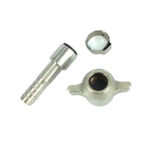 Perle RVS Flare 3/8” Slangtule Set – 5,5 / 6,8 / 8,5 mm – Incl. 5/8” Vleugelwartel, Ring & Slangklem